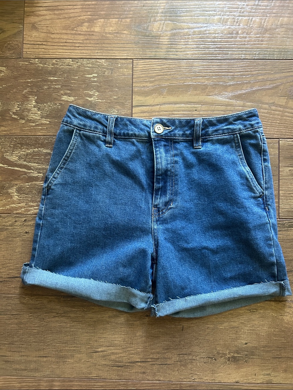 Rachel Zoe Blue Rolled-Hem Denim Shorts